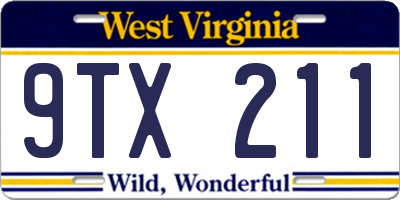 WV license plate 9TX211