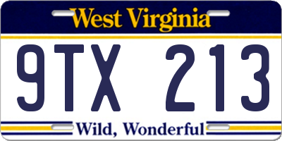 WV license plate 9TX213