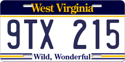WV license plate 9TX215