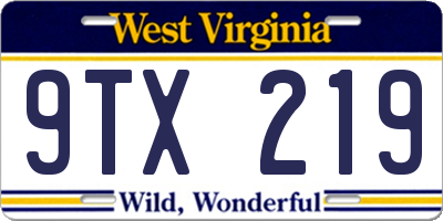 WV license plate 9TX219