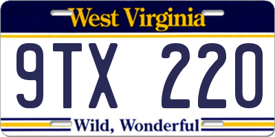 WV license plate 9TX220
