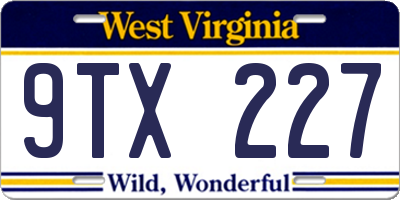 WV license plate 9TX227