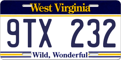 WV license plate 9TX232