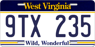 WV license plate 9TX235