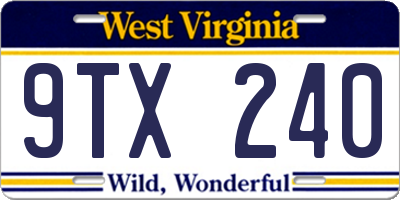 WV license plate 9TX240