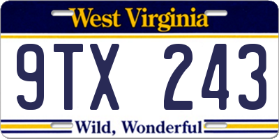 WV license plate 9TX243
