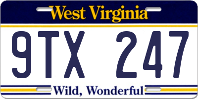 WV license plate 9TX247