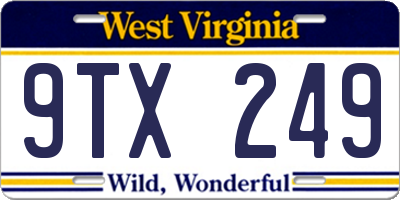 WV license plate 9TX249