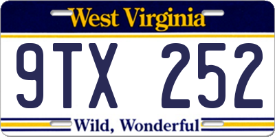 WV license plate 9TX252