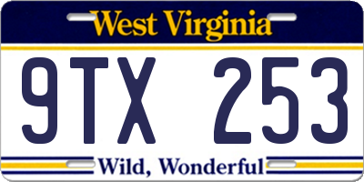 WV license plate 9TX253