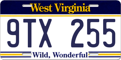 WV license plate 9TX255