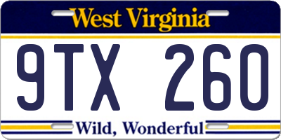 WV license plate 9TX260