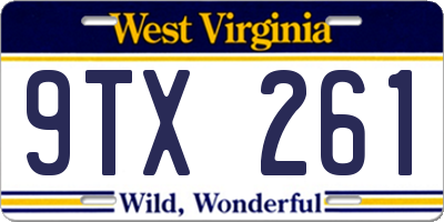 WV license plate 9TX261