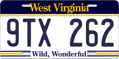 WV license plate 9TX262