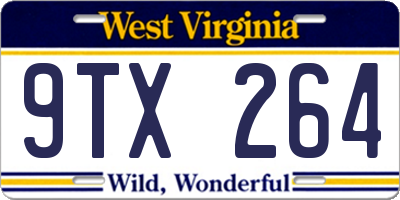 WV license plate 9TX264