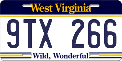 WV license plate 9TX266