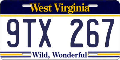 WV license plate 9TX267