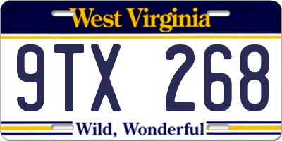 WV license plate 9TX268