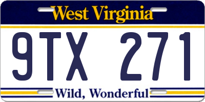 WV license plate 9TX271