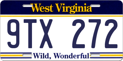 WV license plate 9TX272