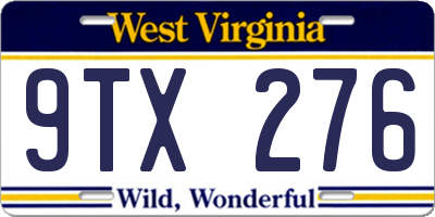 WV license plate 9TX276