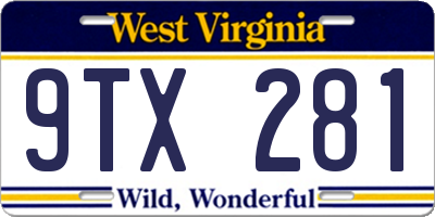 WV license plate 9TX281