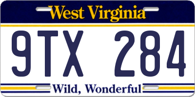 WV license plate 9TX284