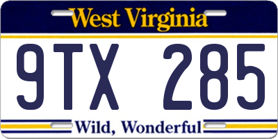 WV license plate 9TX285