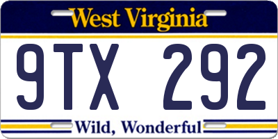 WV license plate 9TX292