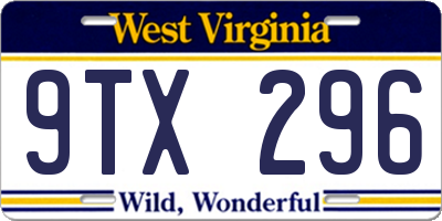 WV license plate 9TX296