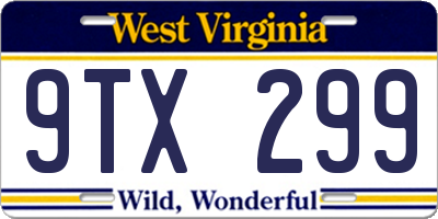 WV license plate 9TX299