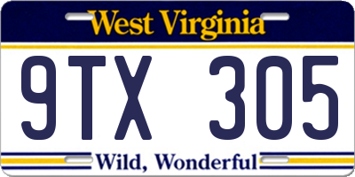 WV license plate 9TX305