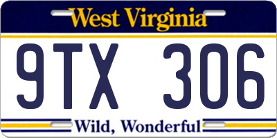 WV license plate 9TX306
