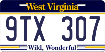 WV license plate 9TX307
