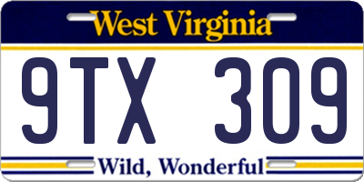 WV license plate 9TX309