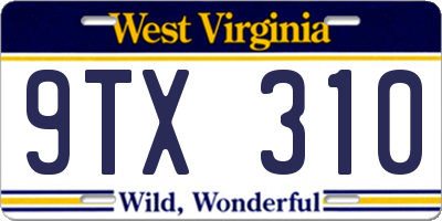 WV license plate 9TX310