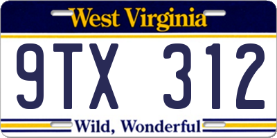 WV license plate 9TX312