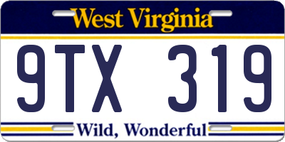 WV license plate 9TX319