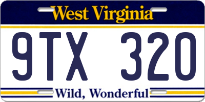 WV license plate 9TX320