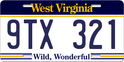WV license plate 9TX321