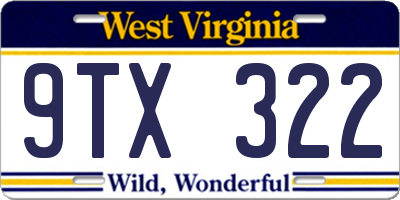 WV license plate 9TX322