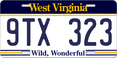 WV license plate 9TX323