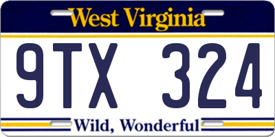 WV license plate 9TX324