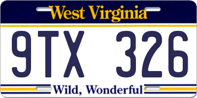 WV license plate 9TX326