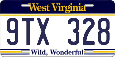 WV license plate 9TX328