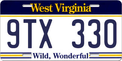 WV license plate 9TX330