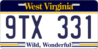 WV license plate 9TX331