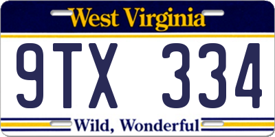 WV license plate 9TX334