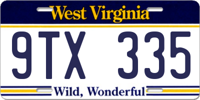 WV license plate 9TX335