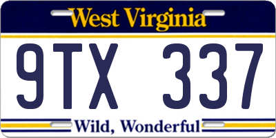 WV license plate 9TX337